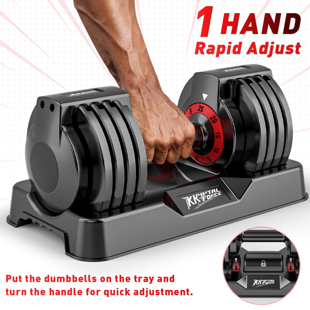 Adjustable Dumbbell Set of 2, 50/100/110lbs Free Weights Dumbbell Set | 5-in-1/10-in-1, Quick-Lock Hand Weights, 25lbs/50lbs Pair, Anti-Slip Texture Handle, Home Gym for Men and Women