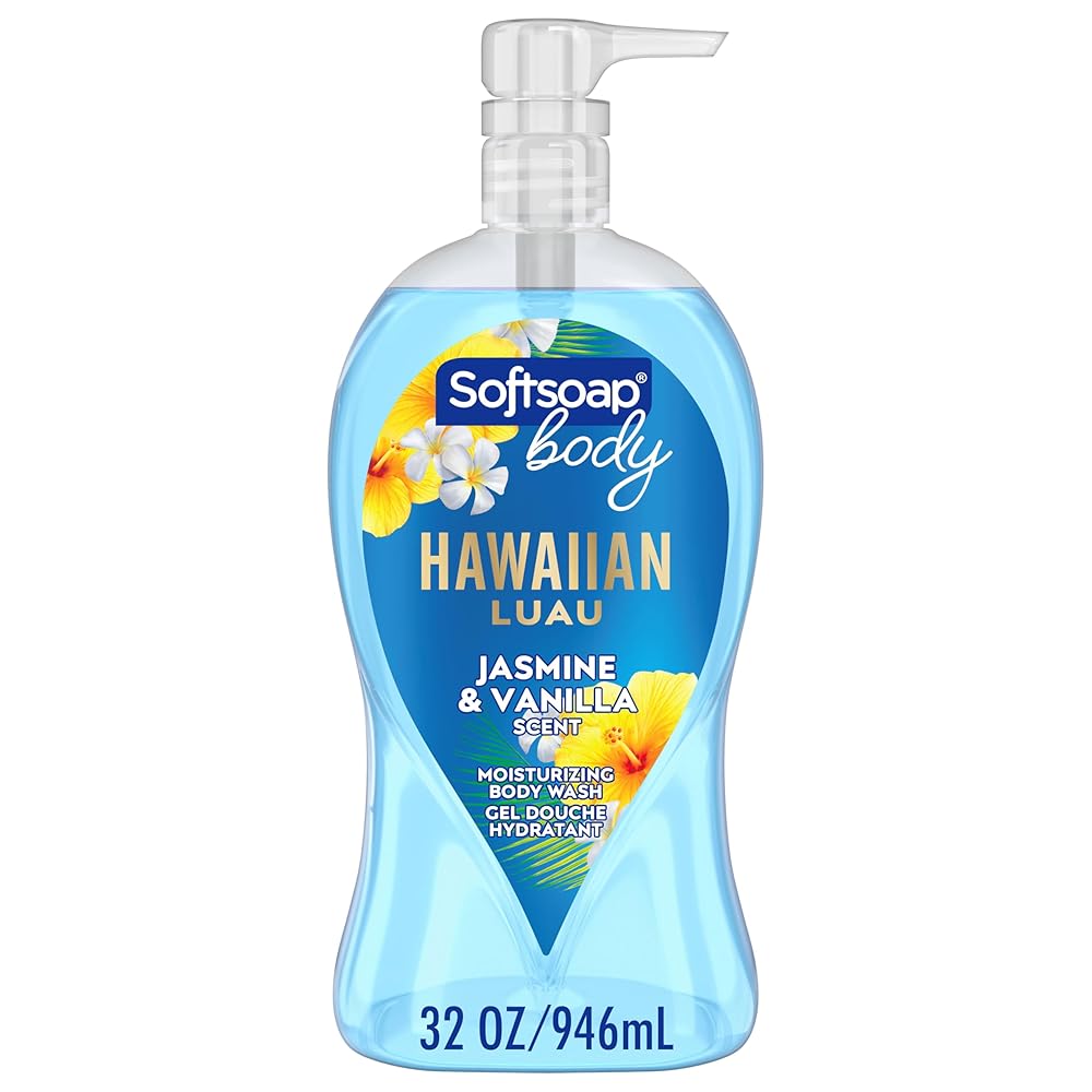 Softsoap Moisturizing Body Wash, Hawaiian Luau, Jasmine and Vanilla Scent, 32 oz Pump Bottle