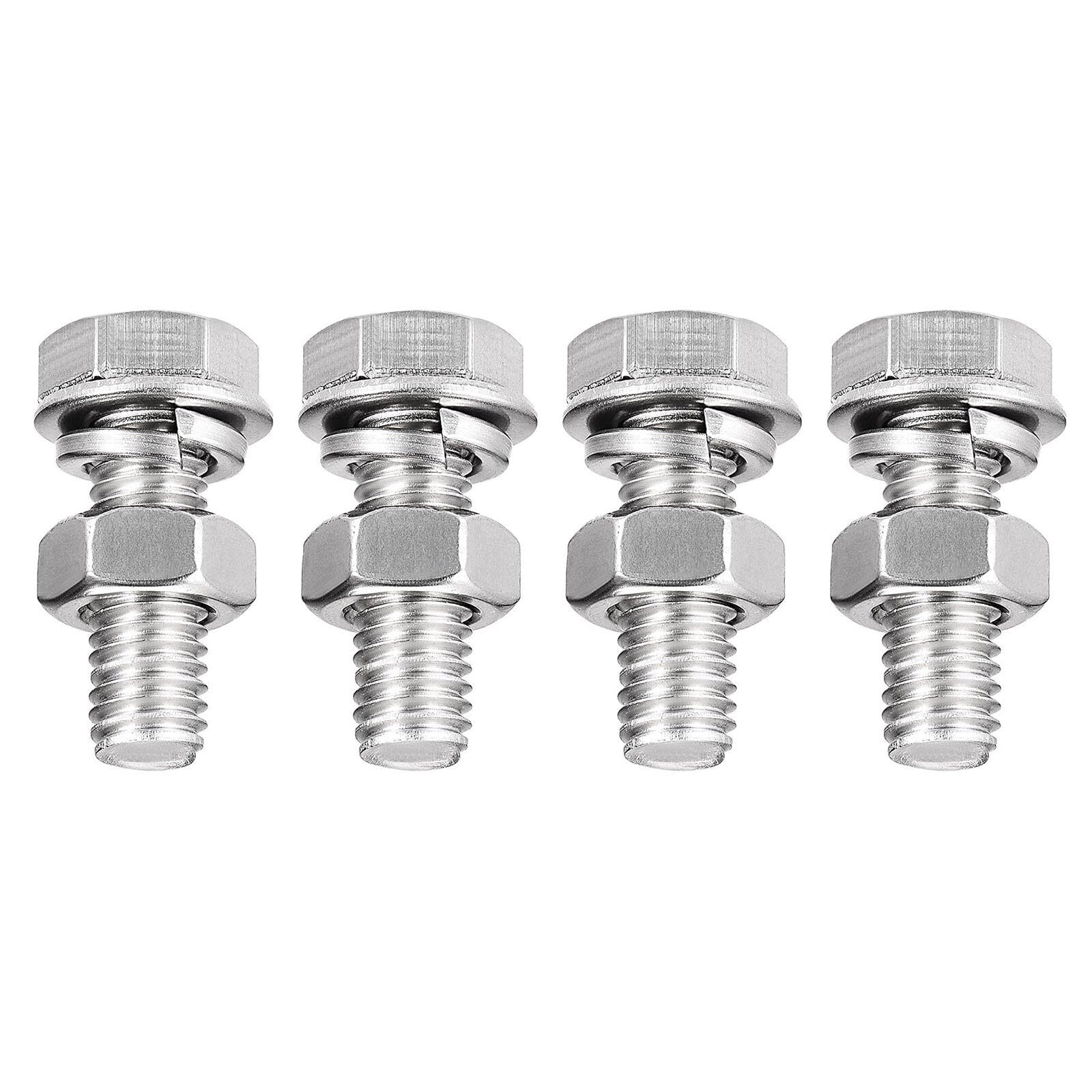 TA-VIGOR 4Pcs M8 x 25mm Hex Head Screws Bolts, Nuts, Flat & Lock Washers Kits, Fully Thread Hexagon Bolts
