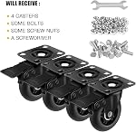 3" Ensemble de roulettes 4 ,4 Caster silencieux lourd, Max Charger 2000LBS. Convient pour faire Soft Wheels pour le panier ,Caster Wheel Glide Calmement et protéger le plancher, roulettes 4 Lourds