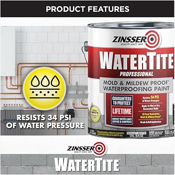 Zinsser 5003 WaterTite Professional Waterproofing Paint, 3 Gallon, White