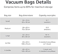Vista 3 de Yaxa Basics - Bolsas de almacenamiento de compresión al vacío para ahorrar espacio con bomba de mano para empacar ropa, tamaño extragrande
