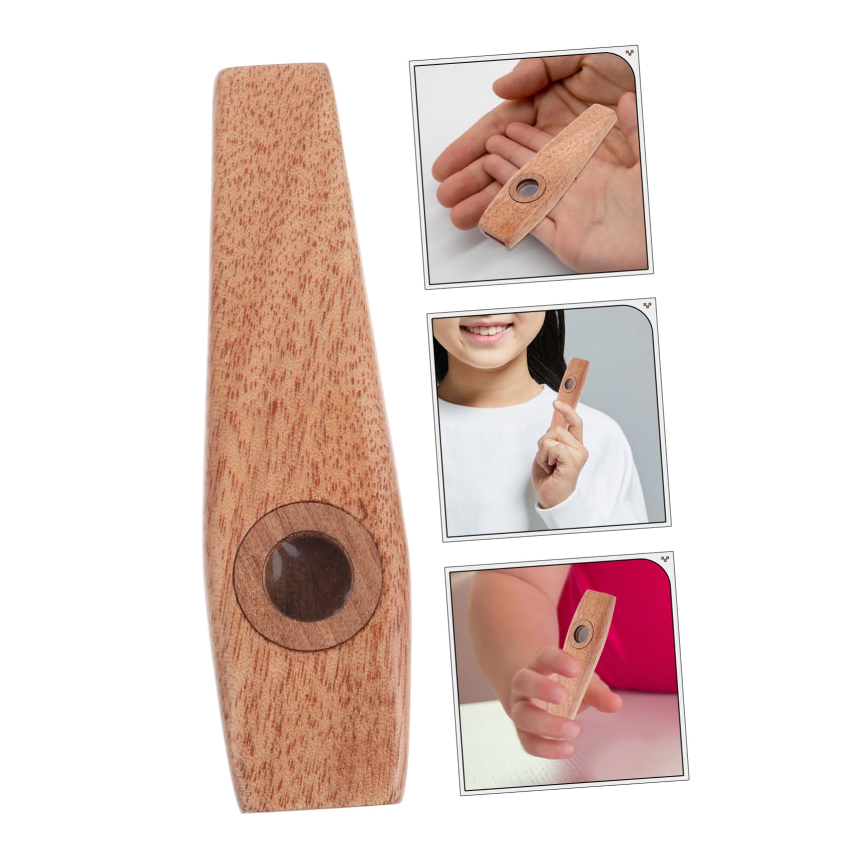 Abaodam 3 Piezas kazoo instrumentos musicales organos musicales accesorios armónica buen compañero para ukelele violín piano instrumento orff flauta de boca de madera Light Brown