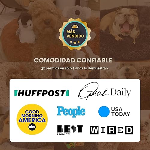 Miniatura 5 de Bedsure - Cama relajante para perro mediano, lavable, tipo dona, cama para gato, antideslizante, redonda, afelpada, mullida, de piel sintética