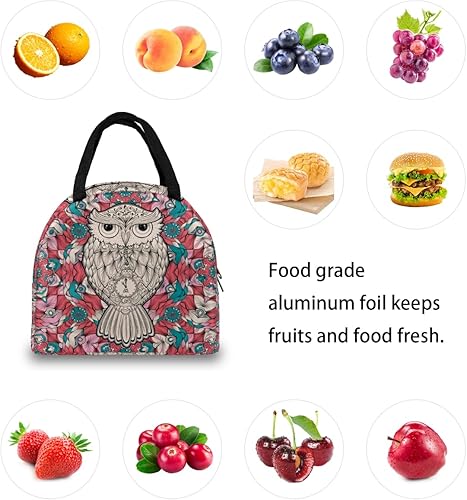 Miniatura 7 de Decorative Pattern Lunch Bag Insulated Lunch Box for Men Women Lunch Tote Bag Leakproof Meal Prep Bag Cute Lunchbag Lunchbox Owl Art Lunch Bags for