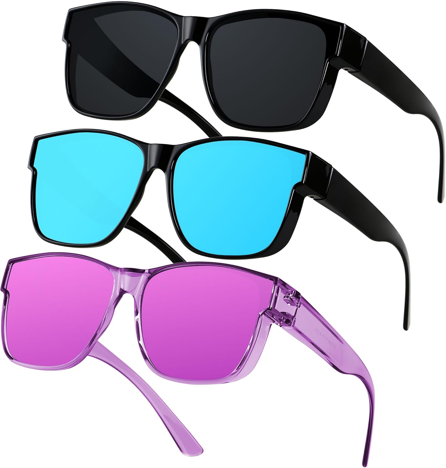 ANDWOOD Fit Over Glasses Polarized Sunglasses for Women Men Oversized Square Shades UV400 Protection