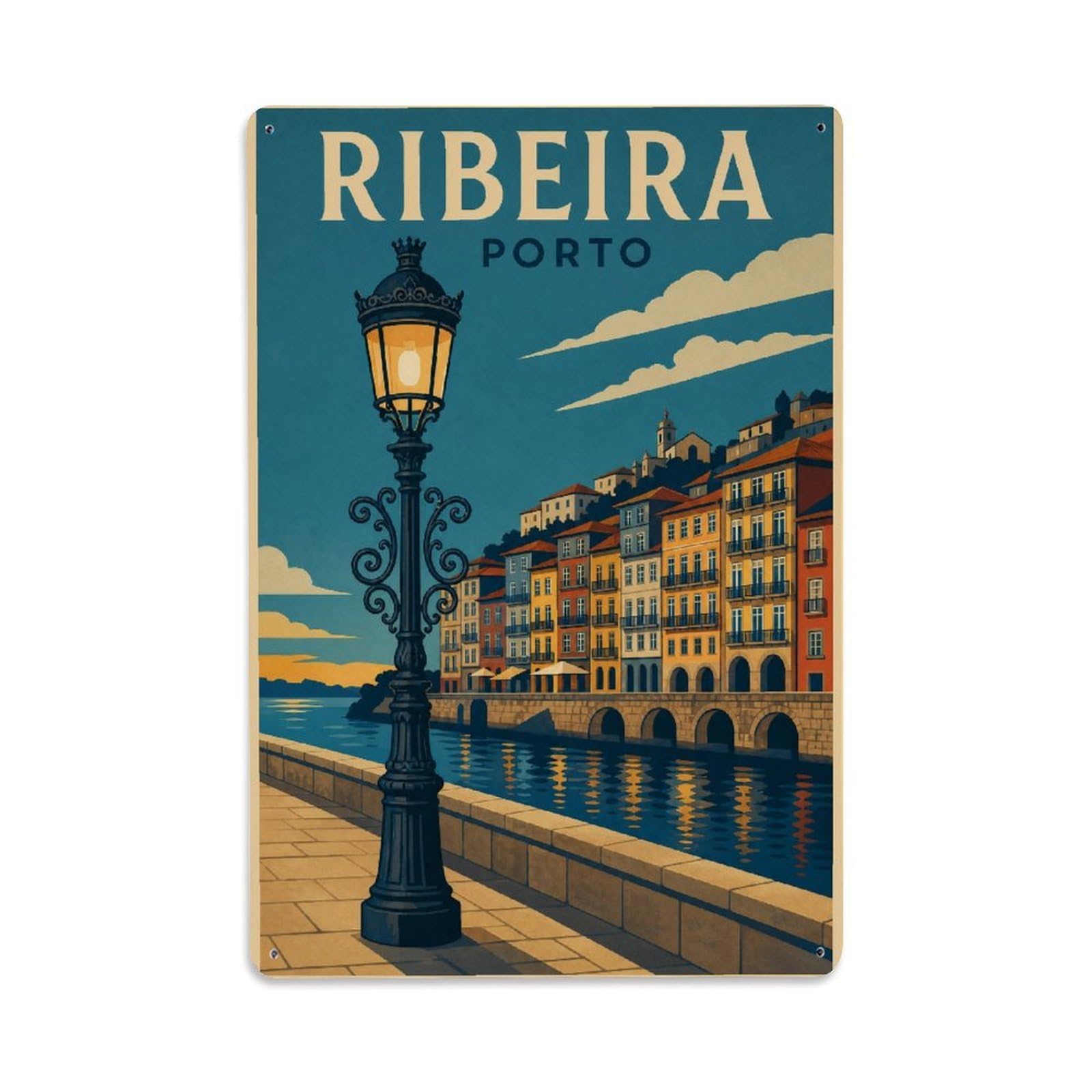 Metal Tin Sign Vintage Travel Portugal Ribeira