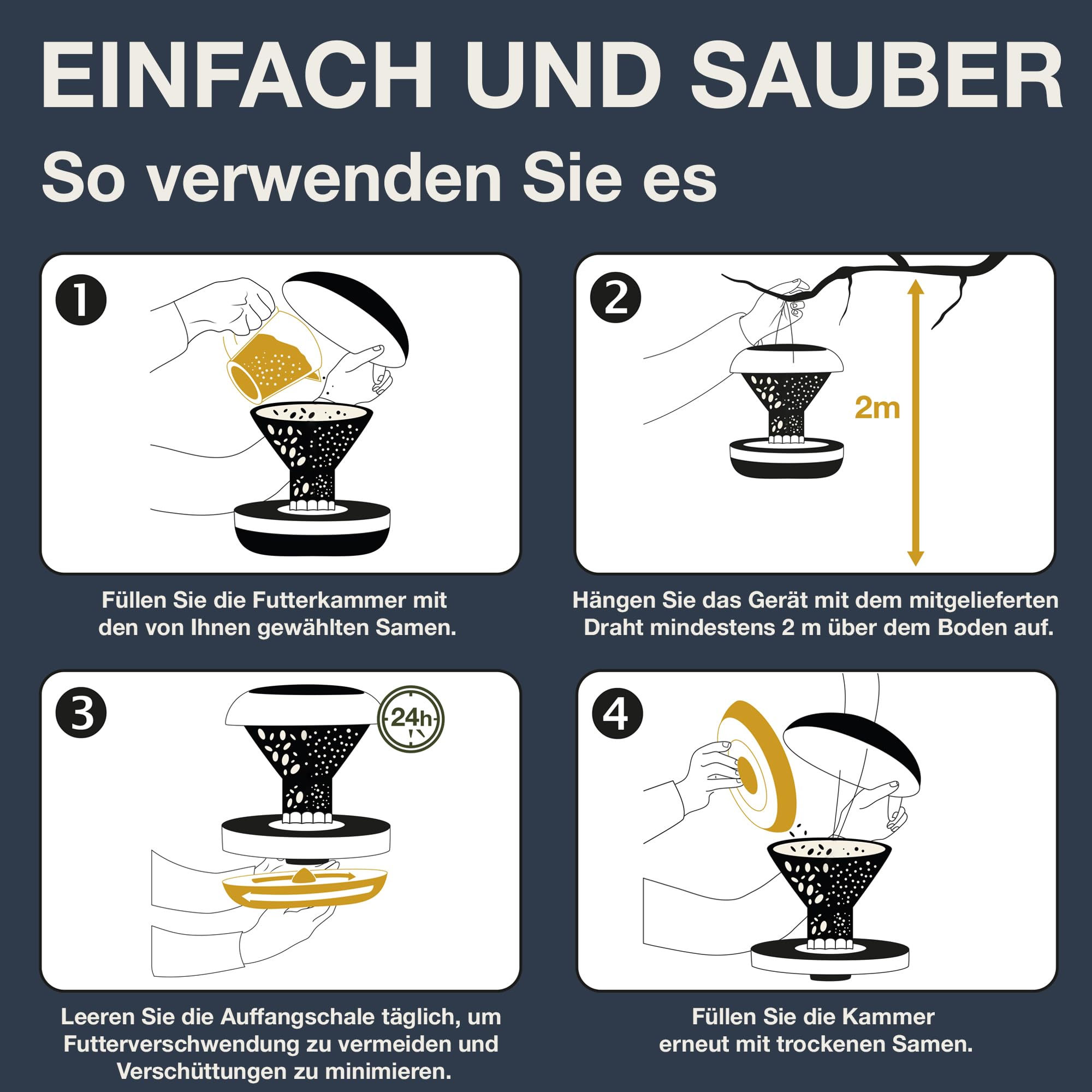 SWISSINNO Vogelfutterhaus zum Aufhängen Chur SMART Birds EICHHÖRNCHENRESISTENT – Massives Aluminium-Druckguss-Gehäuse, UV-beständiges ASA-Dach & SAN-Futterbehälter