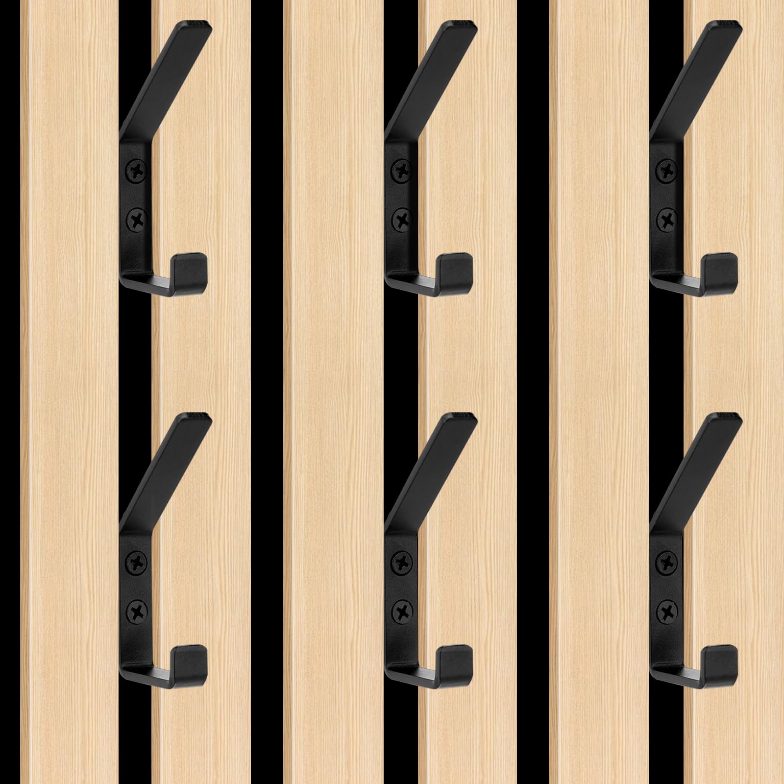 mobumeia 6 Stück Akustikpaneele Wandpaneele Kleiderhaken, Haken für Akustikpanele, doppelter Garderobenhaken Schwarz für Acoustic Panel, Akustikplatten Wandhaken Schwarz, Aluminium, 13mm