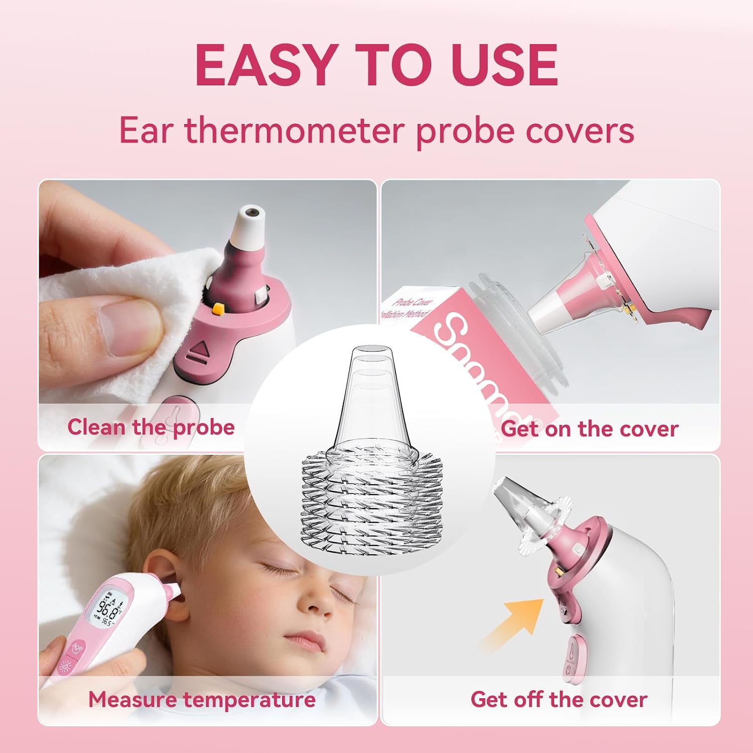 100-Pack Disposable Ear Thermometer Probe Covers - BPA-Free Lens Filters & Refill Caps, Compatible with Digital Ear Thermometers