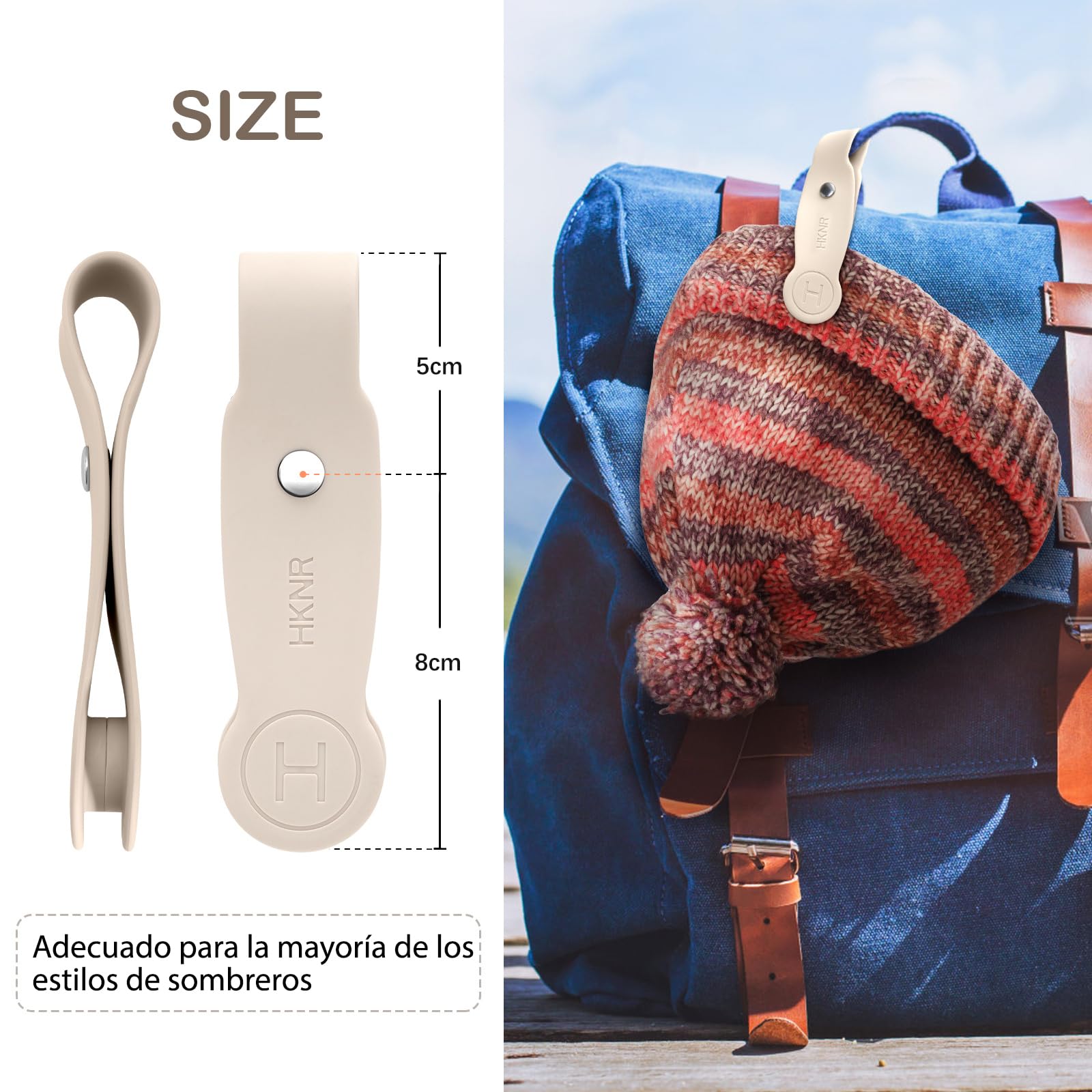 Clip De Sombrero De Viaje, Clip De Sombrero Magnético Fuerte, Adecuado para Bolsas De Viaje, Mochilas, Maletas, Billeteras, Bolsos, Manos Libres Accesorios De Viaje De Sombrero (Beige)