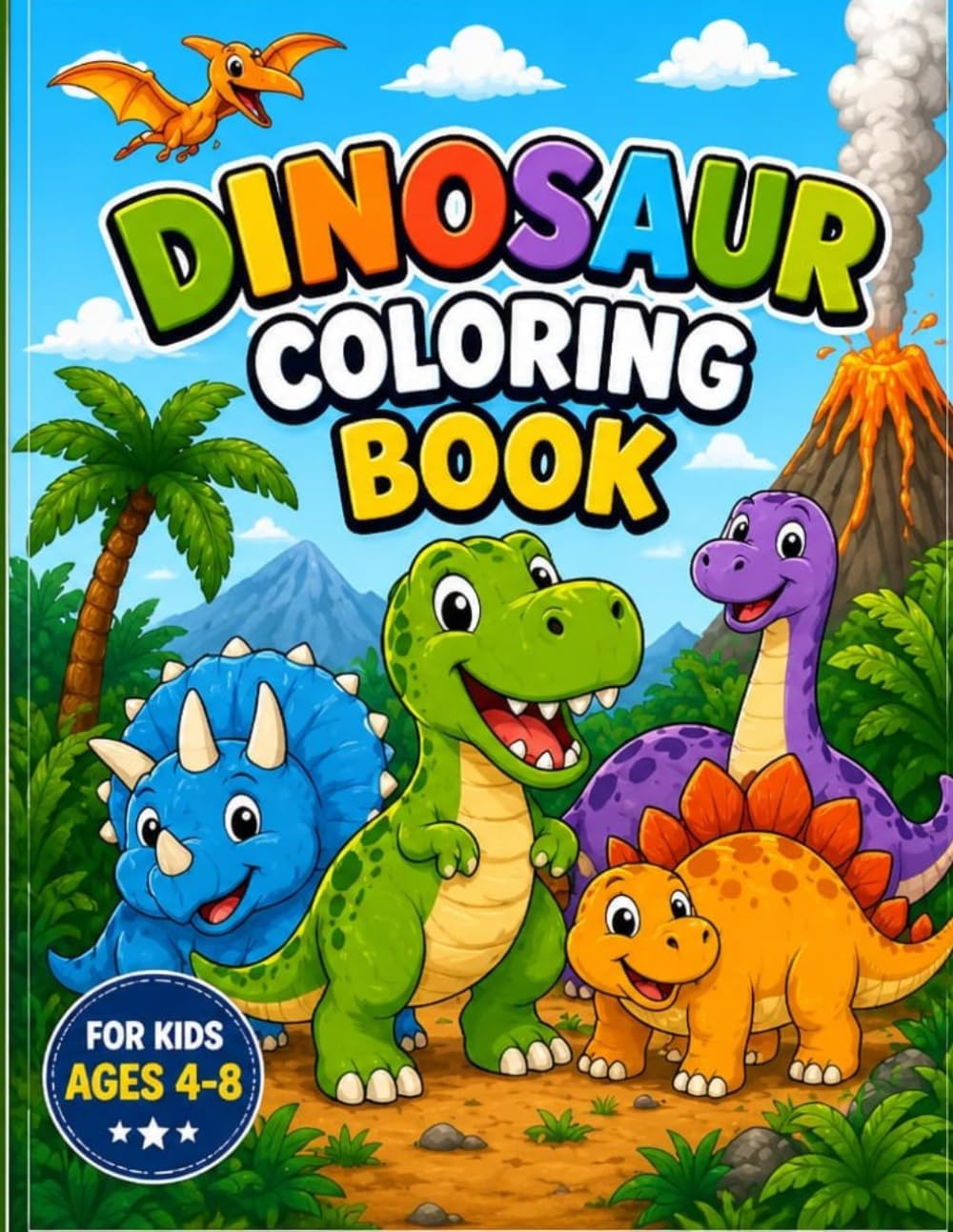 DINOSAUR COLRING BOOK: For kids ages 4-8