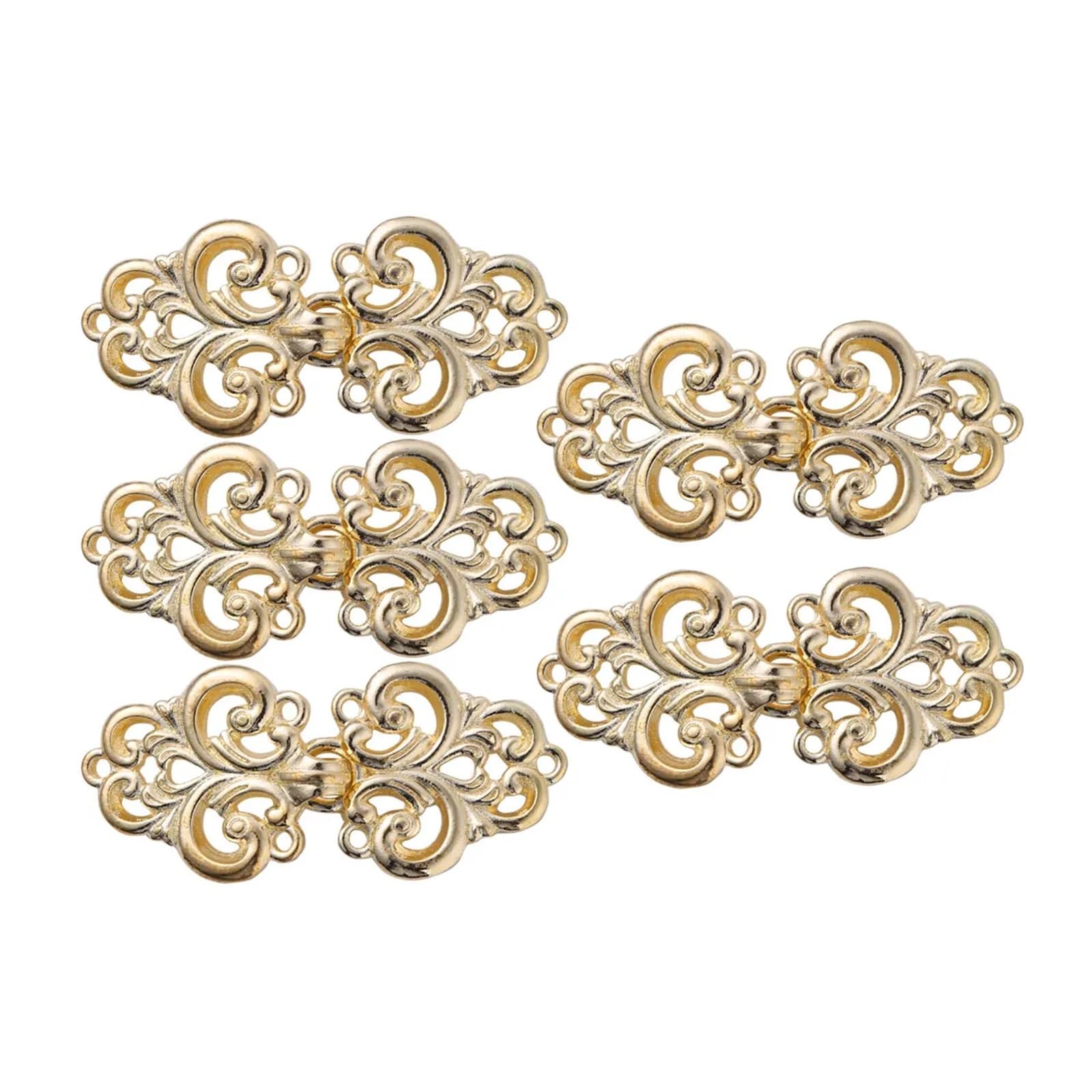 ERHTGUO 3 Pairs Swirl Flower Buttons Vintage Chinese Cheongsam Fasteners Cape Sweater Cardigan Clasps Sew On Hooks Eyes Clip(Gold)