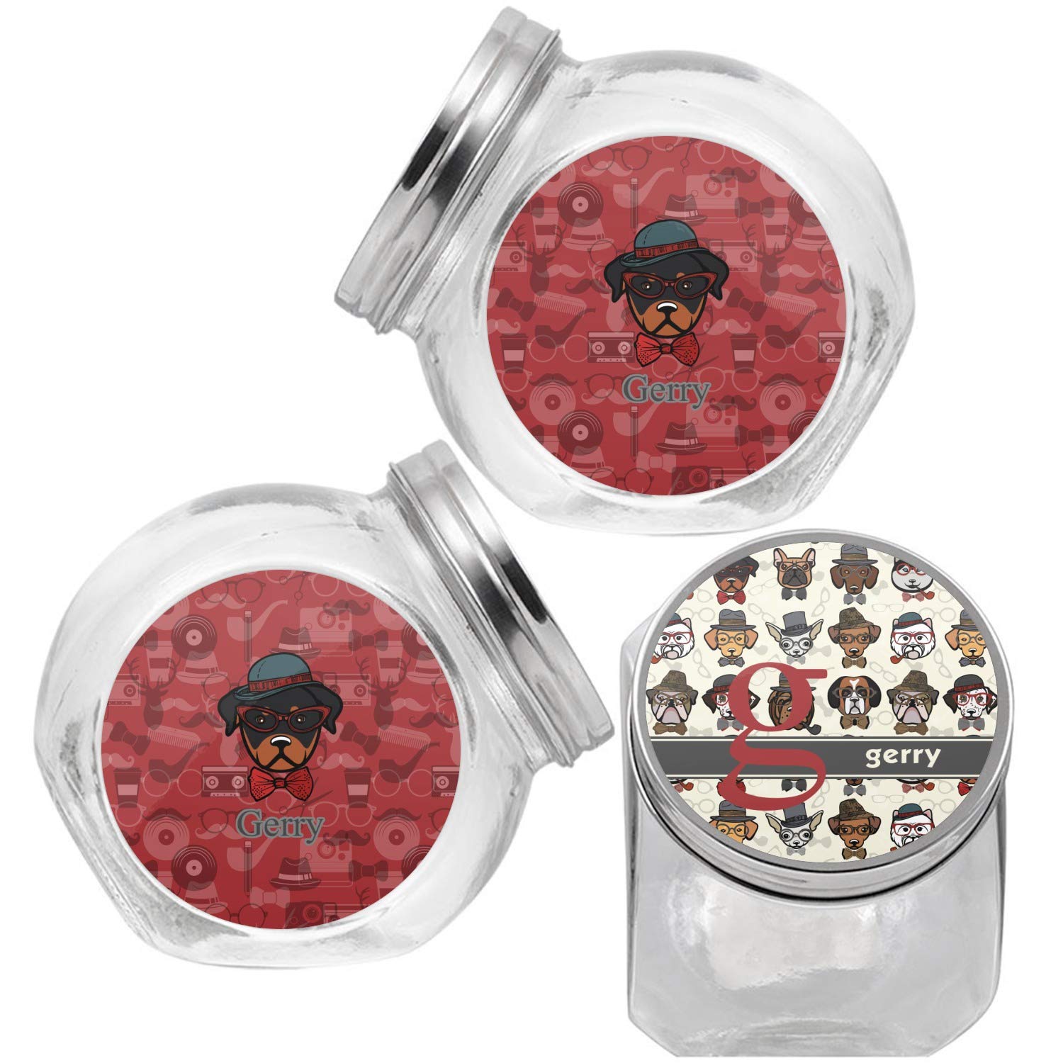 RNK Shops Personalized Hipster Dogs Puppy Treat Jar