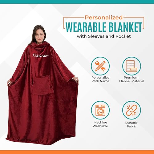 Miniatura 2 de Personalized Passion - Manta con nombre personalizado para hombres y mujeres adultos  Manta de forro polar suave y cómoda con bolsillos