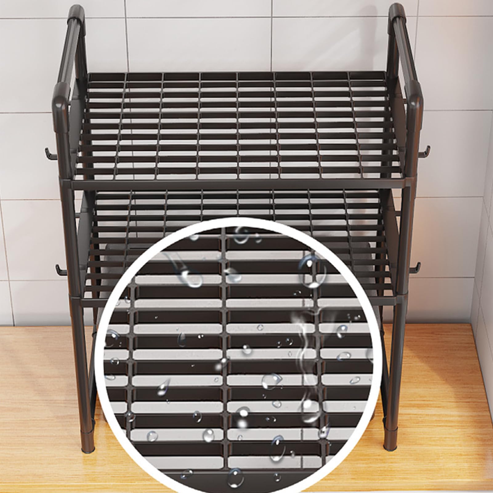 Mensola espandibile per microonde, mensola angolare per cucina, design salvaspazio a 2 ripiani, espandibile e regolabile, estetica moderna e facile da montare, per casa e ufficio
