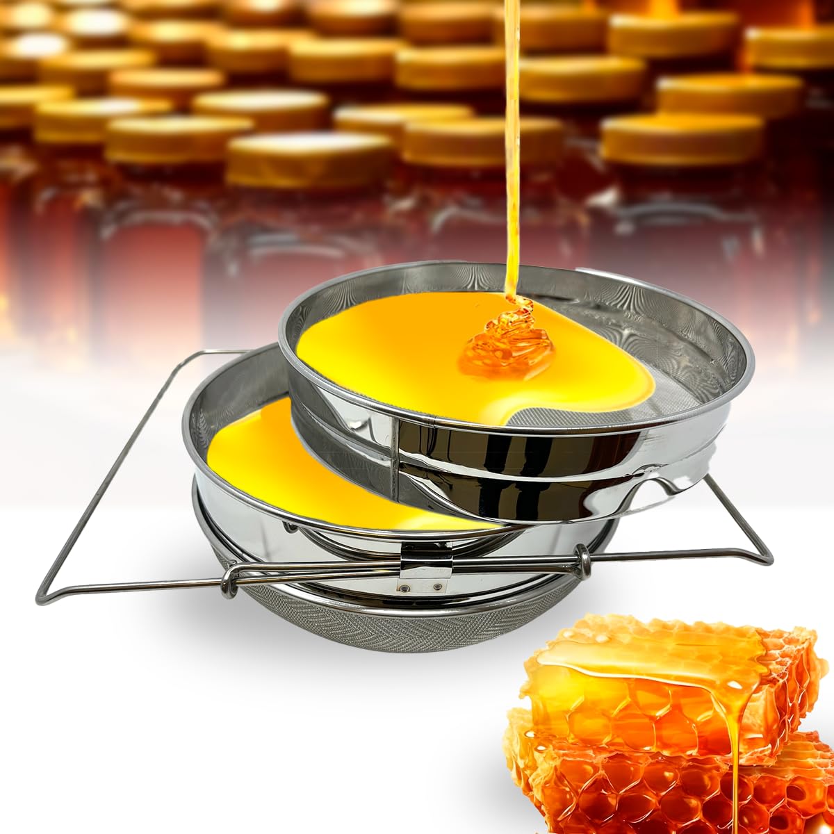 SunVara Honey Strainer - Stainless Steel Beekeeping Equipment For 5 Gallon Bucket, Manual Extractor, Double Sieve, And More - Ideal For Beekeepers - Effortlessly Filter, Harvest, And Extract Honey - View #7