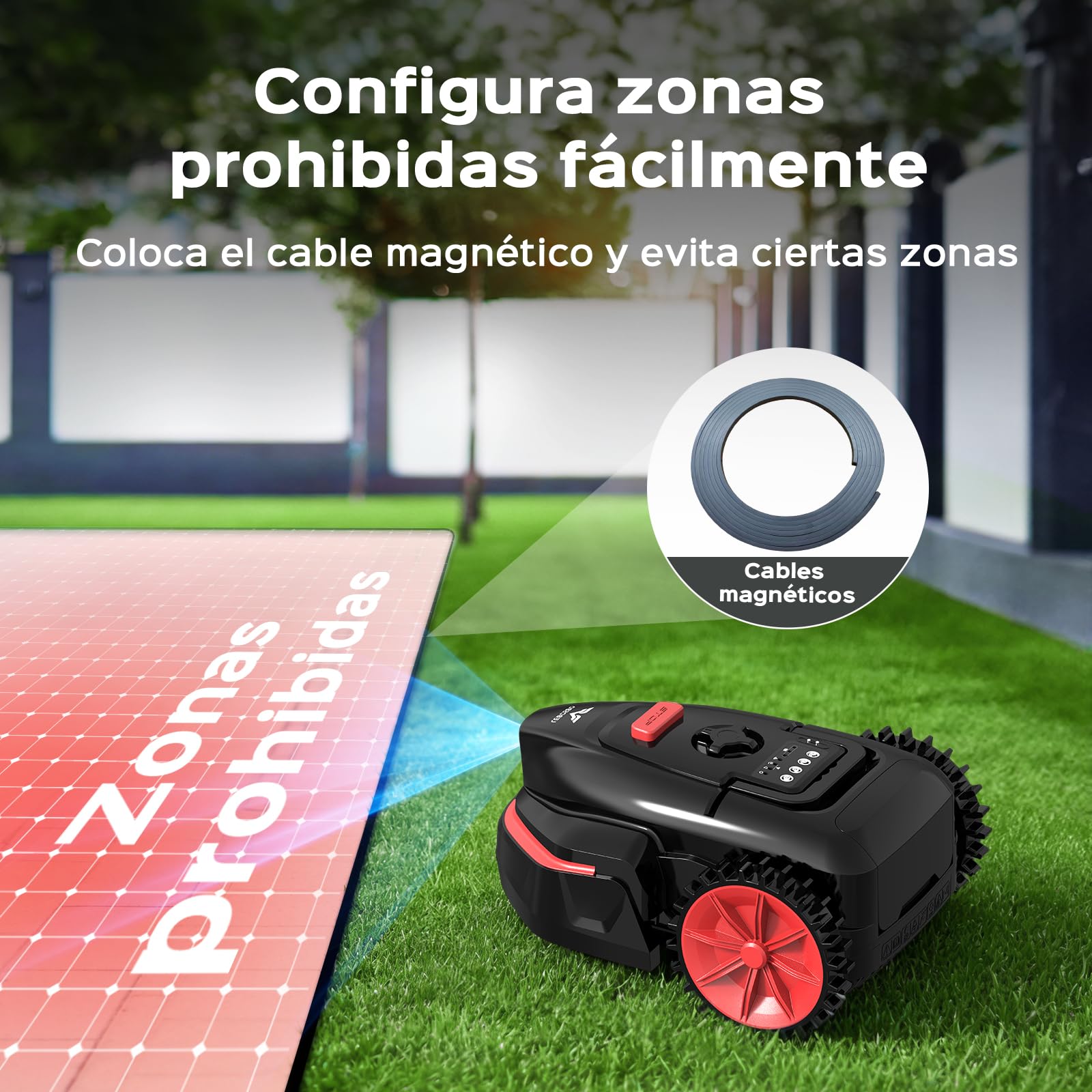 V3 Robot Cortacésped sin Cable Perimetral, Navegación Visual con IA, 150+ Obstáculos, Control por App, Motor sin Escobillas, 50 dB, Bandas Magnéticas, para Jardines Pequeños y Llanos
