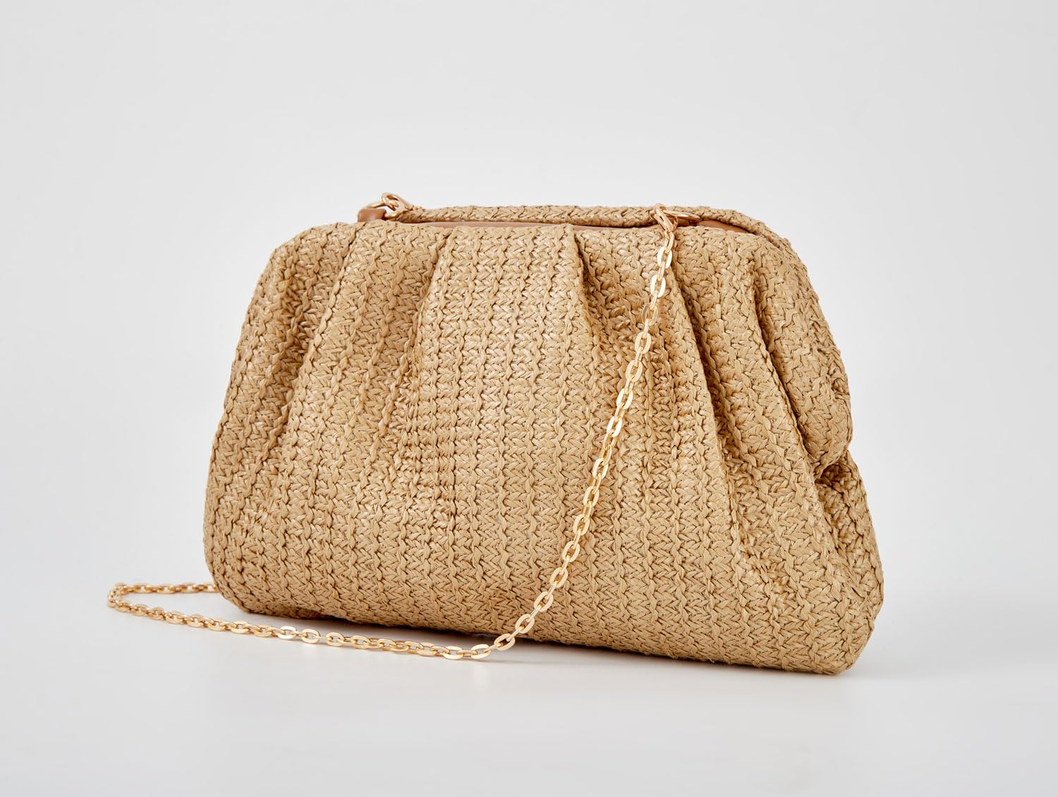 BRYCTSISEN Women Straw Beach Clutch Purse Handbag Summer Elegant Vacation Style Shoulder Bag Crossbody Bag (Beige)