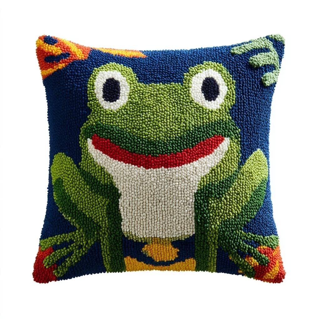 AxiangziK Latch Hook Cushion Kits for Adults,Cartoon Frog