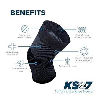 OrthoSleeve Compression Knee Brace, Knee Sleeve for ACL, MCL, Injury Recovery, Meniscus Tear, Pain, Aching Knees, Patellar Tendonitis & Arthritis Pain