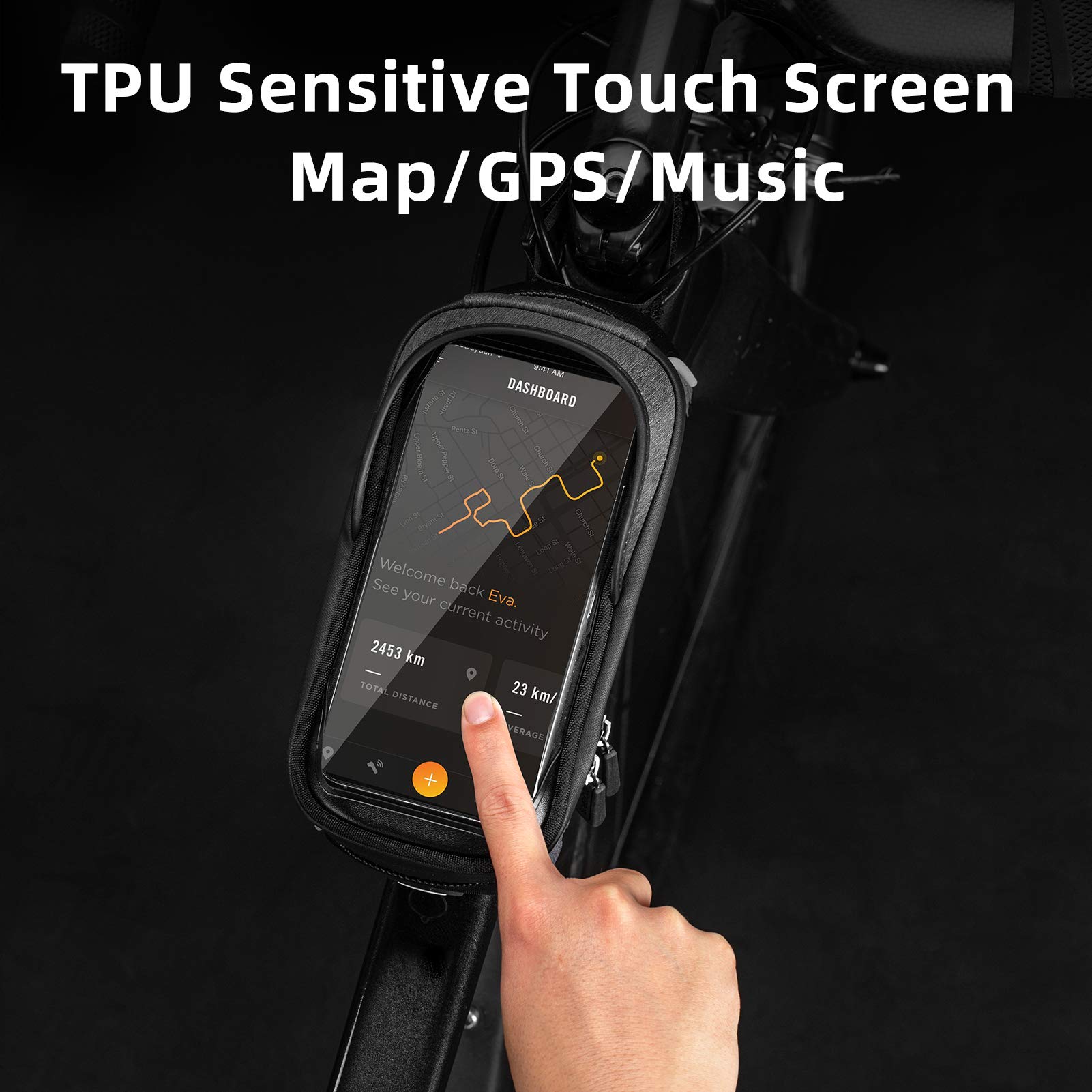 ROCKBROS Fietsframetas Stuurtas Waterdichte Mobiele Telefoontas voor Smartphones tot 6,8 inch met TPU Gevoelig Touchscreen voor mountainbikes, racefietsen, e-bikes
