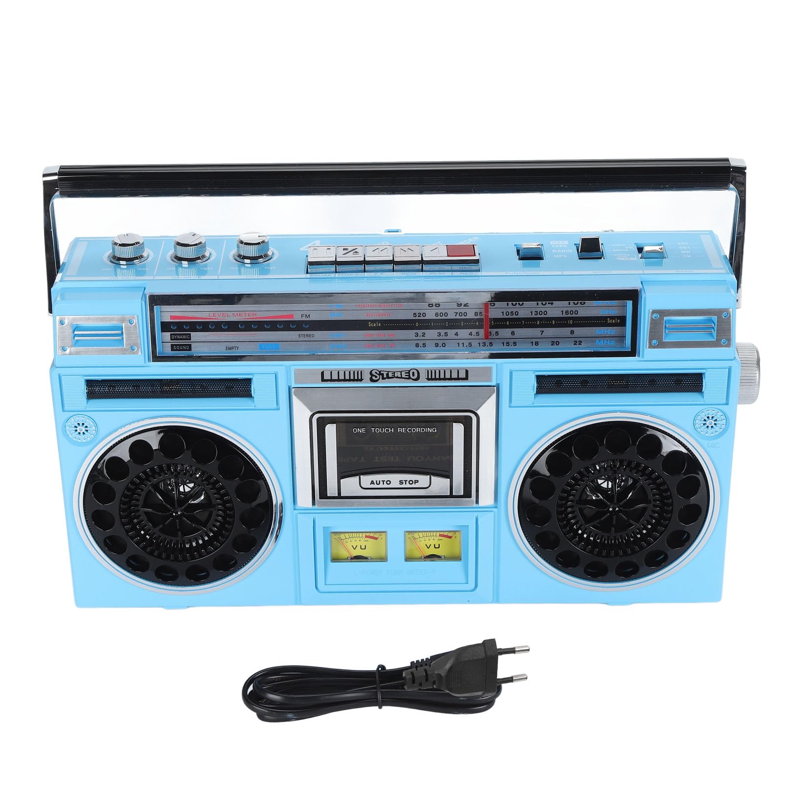 Cuifati Reproductor de Casete Retro, Bluetooth FM MW SW1 SW2 Grabadora de Radio con Dial de Agudos Refuerzo de Graves Reproducción de Tarjeta de Memoria USB, para Niños Mayores