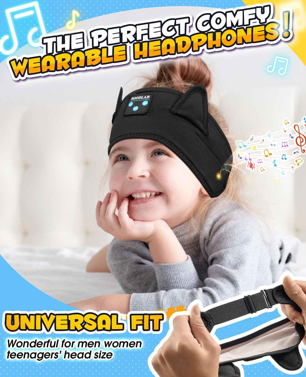 Cuffie per bambini con fascia per iPad, cuffie Bluetooth per bambini con riproduzione cablata jack da 3,5 mm, essenziali per viaggi in aereo per ragazzi e ragazze