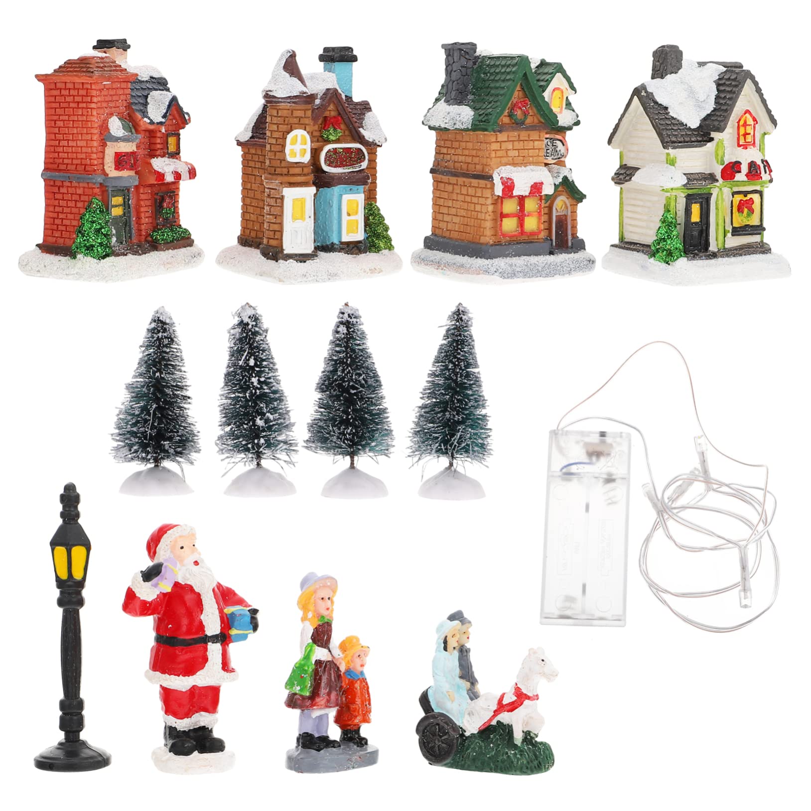 Cabilock Adornos Luminosos para Casas de Nieve Villas Navideñas Iluminadas de Resina Decoraciones de Pueblo Navideño para Casa para Decorar el Árbol de Navidad Mesa de Navidad