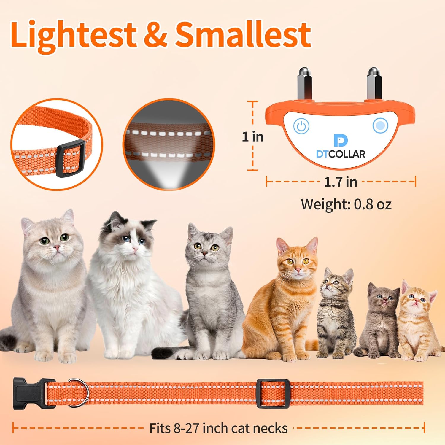 2-in-1 Cat Shock Collar, Shock Collar for Cats with Beep Vibration Shock & Auto Stop Meowing 4 Modes, 2300ft Cat Training Collar with Remote Effective for Bad Behavior IP67 Waterproof