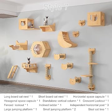 Wall-mounted Cat Wall Furniture, Cat Climbing Shelves Set, Cat Walkways for Walls, Cat Shelves Wall Mount, Modern Cat Wall Furniture for Most Kitten, Medium and Large Cats (Size : Style7)
