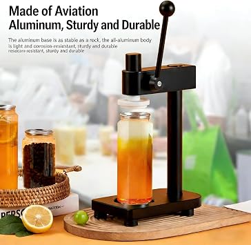 Manual Can Sealer Machine, Adjustable Height Portable Canning Machine, Beverage Can Sealer with Silicone Press Head, Removable and Easy to Clean, Home and Commercial Use