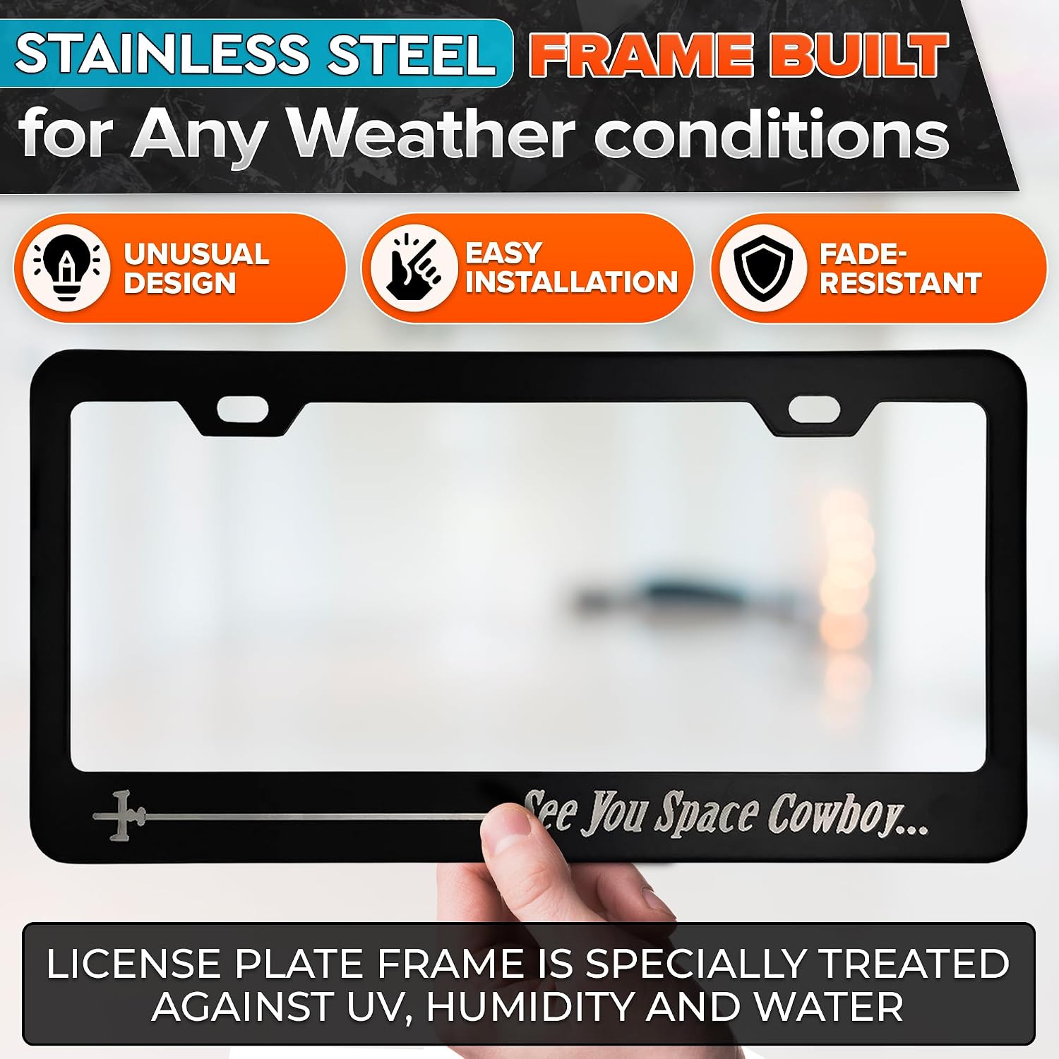 Anime License Plate Frame - 12.2x6.3 Aluminum License Plate Frame Funny with Sleek Matte Black Finish, Standard US/Canada Fit, Screws & Clips Included - Anime Car Accessories for Cars, Trucks & SUVs