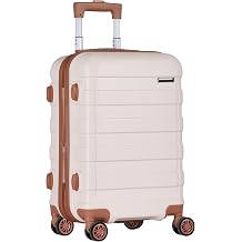 21" Expandable Luggage Spinner Suitcase Carry-On Luggage Hard Shell Built-In TSA lock, 4-Wheel Suitcase Bag White