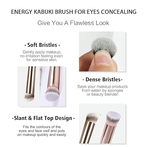 Miniatura 31 de ENERGY Brocha corrector para debajo de los ojos, cepillo de base pequeña para crema líquida en polvo, maquillaje, mezcla, ocultación, ajuste suave