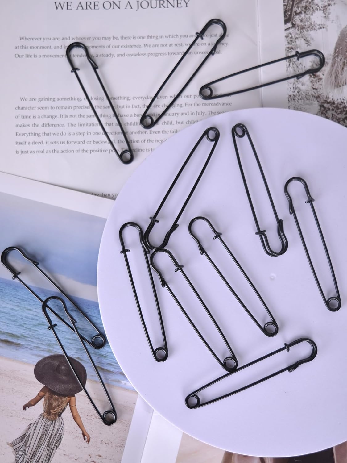 Baitaihem 4" Large Safety Pins 50 Pcs Heavy Duty Extra Large Safety Pins (Black)