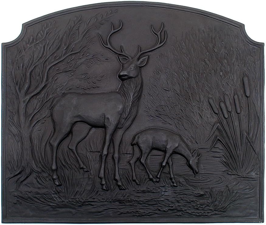 Minuteman International Deer Cast Iron Fireback, Black