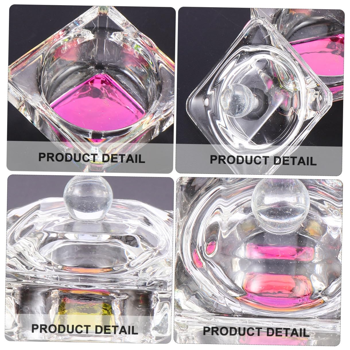 2pcs Nail Art Crystal Glass Container Lid Safe Dappen Dish for Nail Liquid for Professionals and Enthusiasts Easy to Clean and Portable