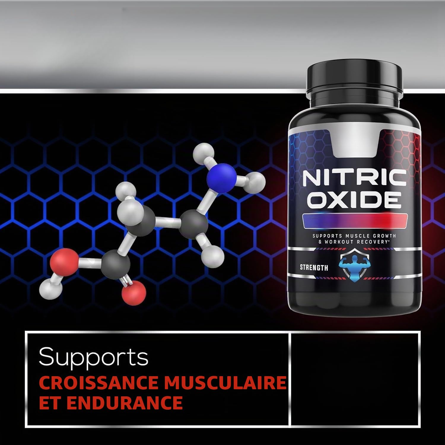 Complexe d'oxyde nitrique, Soutient les muscles et la récupération | améliore la force et l'endurance, l'énergie et la vitalité et favorise la circulation sanguine