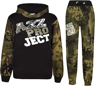 Boys Girls Tracksuit Kids A2Z Camouflage Hooded Top Bottom Jogging Suit 5-13 Yr