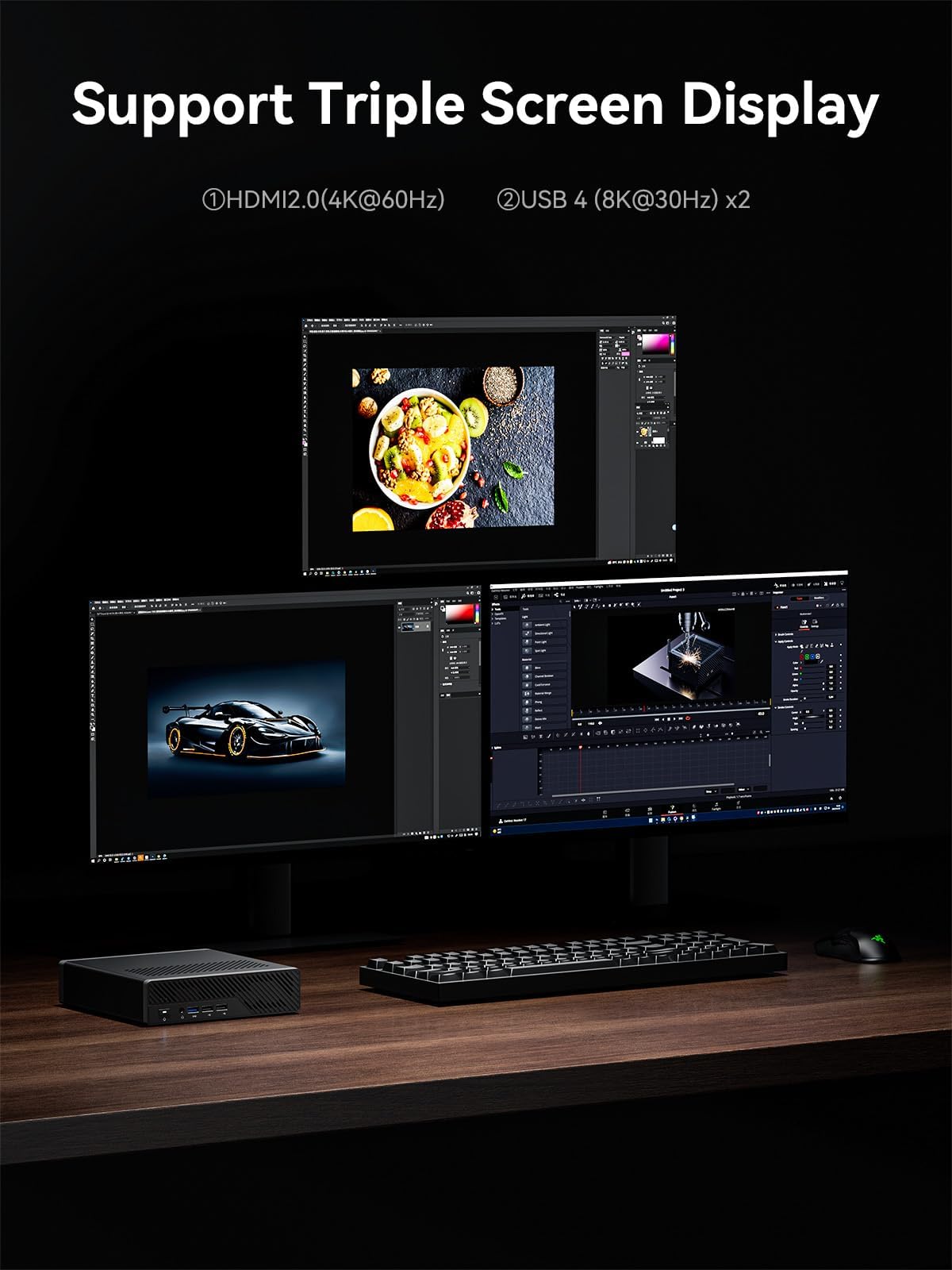 MINISFORUM MS-01 Mini Workstation Intel Core i9-13900H (vPro Enterprise Support) 32Go DDR5 1TB SSD Mini PC,2x 10Gbps SFP+/2x 2.5G RJ45/2x USB4/HDIM/1x PCIe4.0x16 slot/Support 3x M.2 2280/22110/U.2 SSD