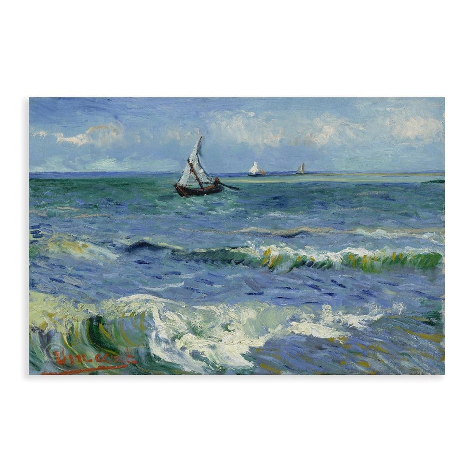 DFJyjFGJJ Vincent Van Gogh – Seascape at Saintes-Maries Canvas Posters Wall Art Bedroom Office Room Decor Gift 16" L X 24" W