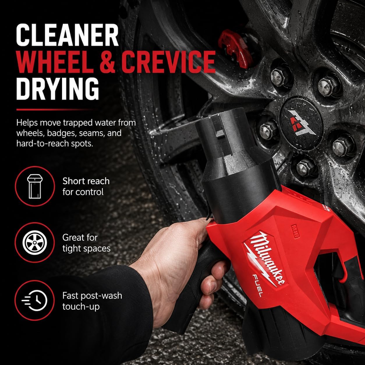Car Drying Leaf Blower Nozzle Compatible with Milwaukee Handheld Blowers – Short Stubby Airflow Adapter | Compact Output Tip for Vehicle Wash Detailing image 4