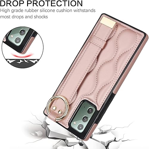 Miniatura 8 de Asuwish Funda de teléfono para Samsung Galaxy Note 20 5G con protector de pantalla y correa para la muñeca, soporte de pulsera, anillo de goma de