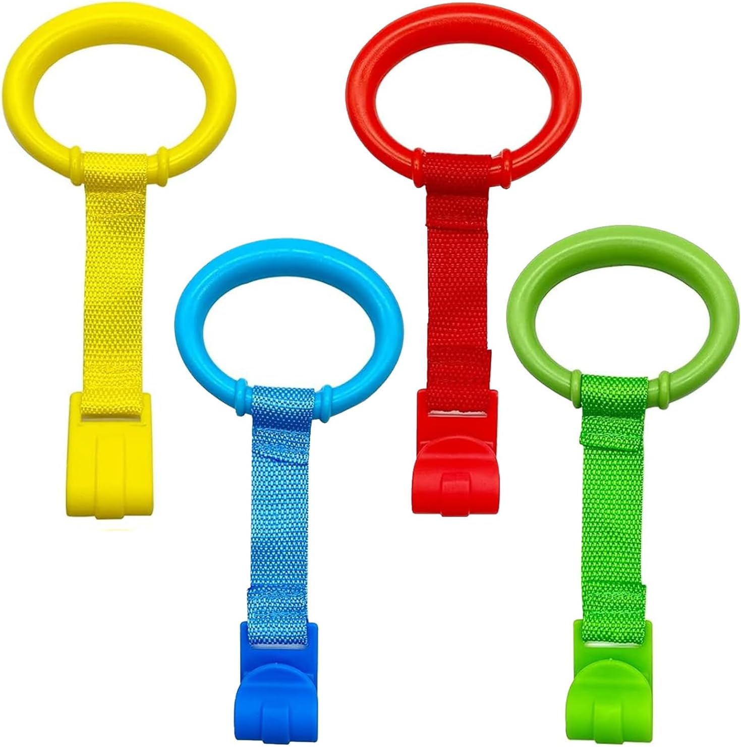 codree 4 Pcs Baby Playpen Pull up Rings- Baby Crib Pull up Rings- Baby Walking Exercises Assistant Rings- Baby Bed Stand Up Rings Baby Cot Hanging Rings for Infant Baby Toddler