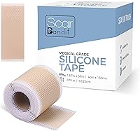 Vista 1 de Scarbandit Cinta de silicona para cicatrices – Hojas de cicatrices para eliminación de protuberancias queloides, abdominoplastia, cesárea