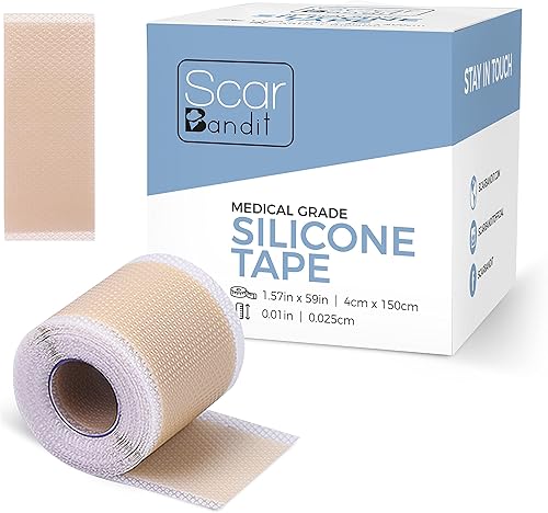 Scarbandit Cinta de silicona para cicatrices Hojas de cicatrices para eliminación de protuberancias queloides, abdominoplastia, cesárea, quemaduras