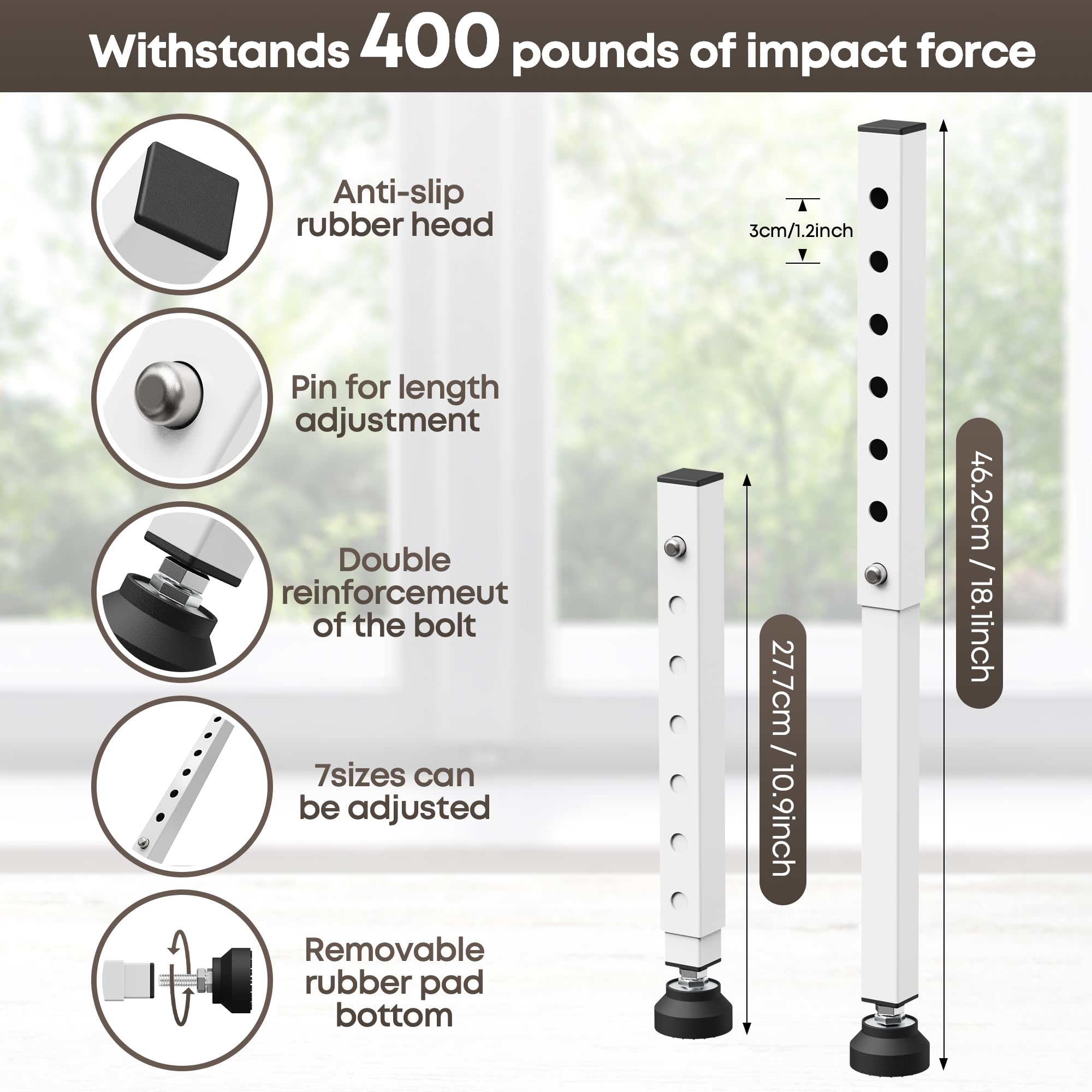 WooFog Barra de seguridad ajustable, barra de bloqueo de seguridad para ventana del hogar, barras corredizas para seguridad infantil, barra de seguridad vertical y horizontal de apartamento, se