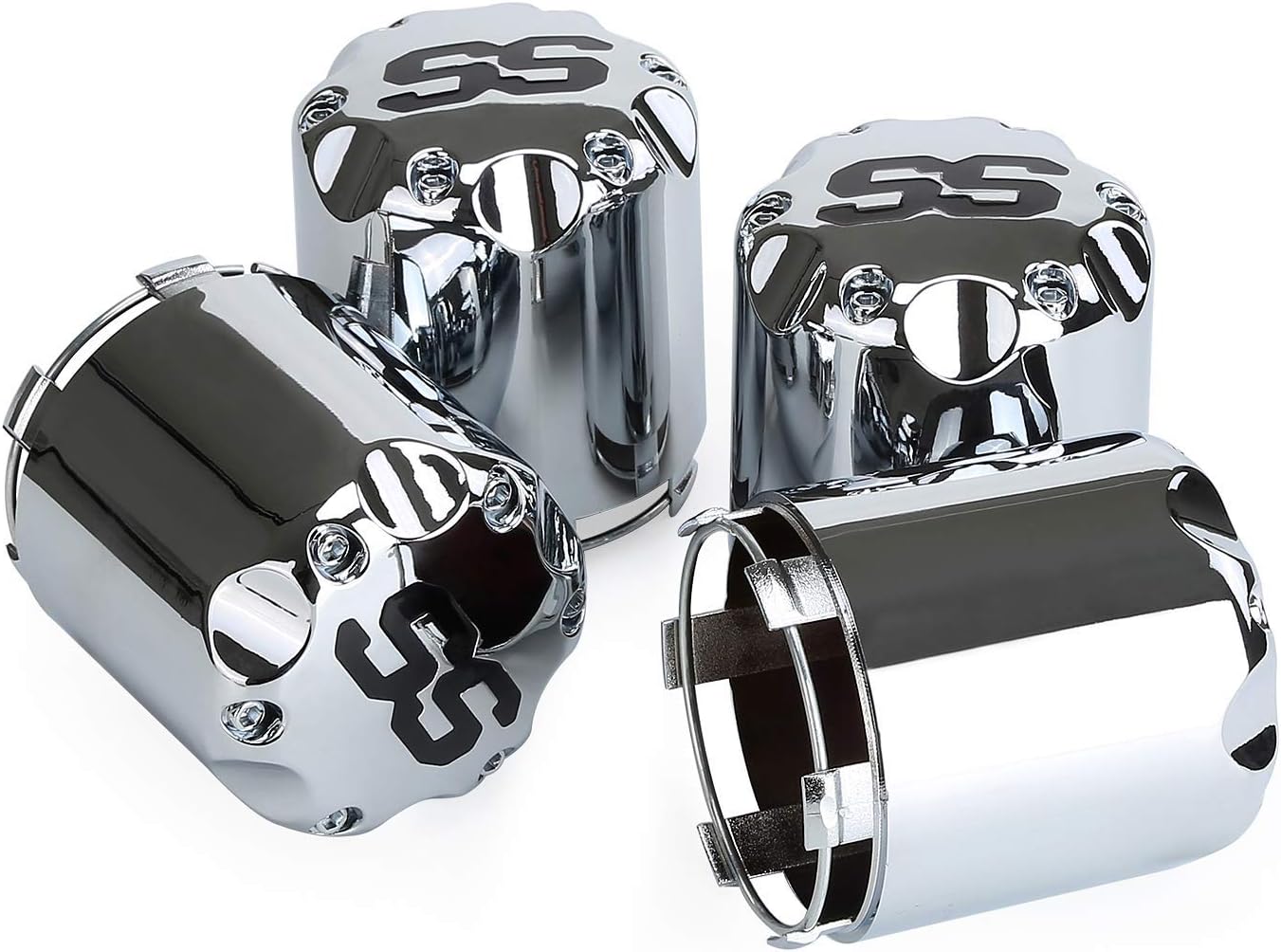 10L0L Universal Golf Cart SS Wheel Center Cap Cover for Yamaha, EZGO, Club Car, 4 PCS (Chrome)