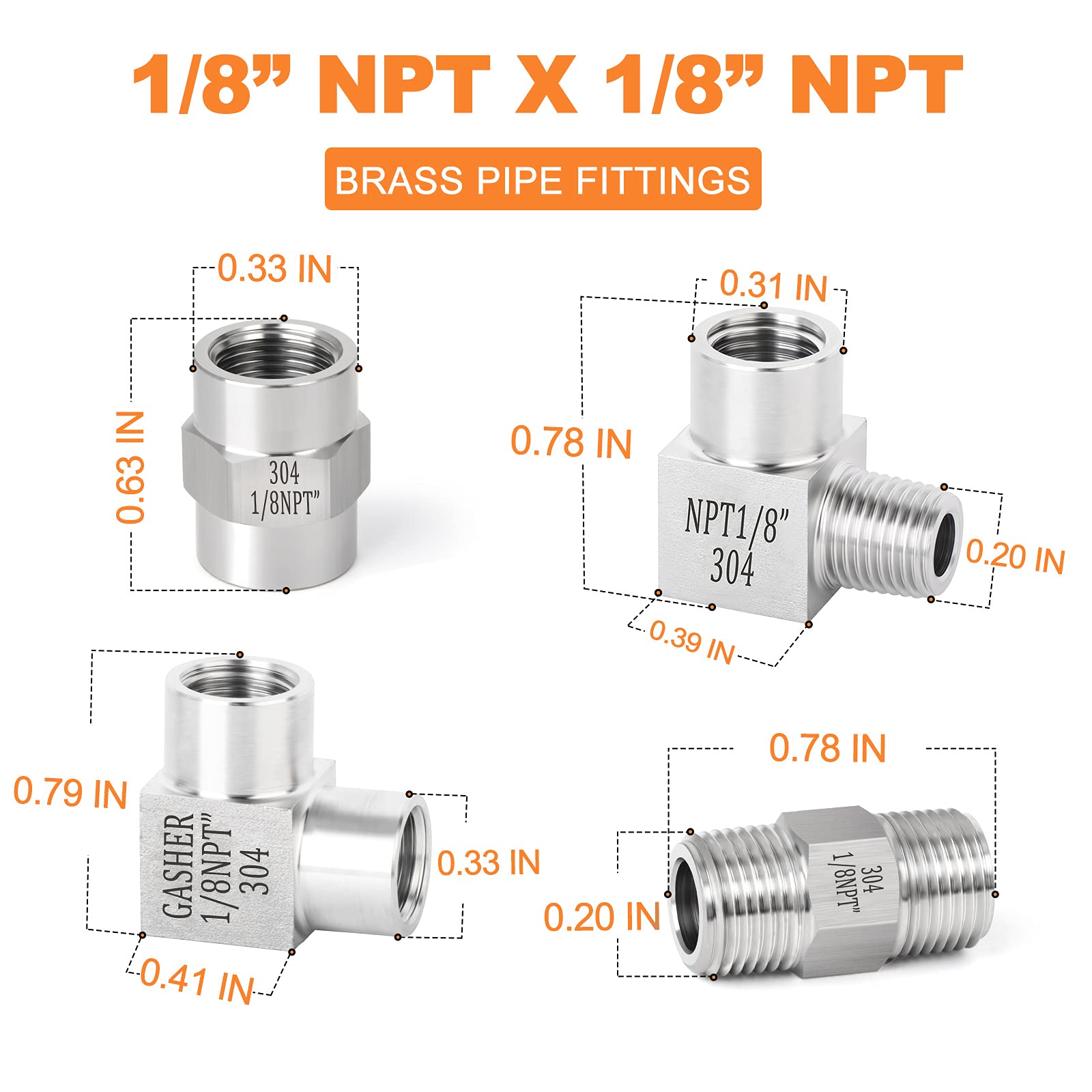 Windblowgrass 90-Degree Street Elbow – Stainless Steel, 1/4" NPT Male X Female, Pack Of 2 – High-Pressure & Lead-Free